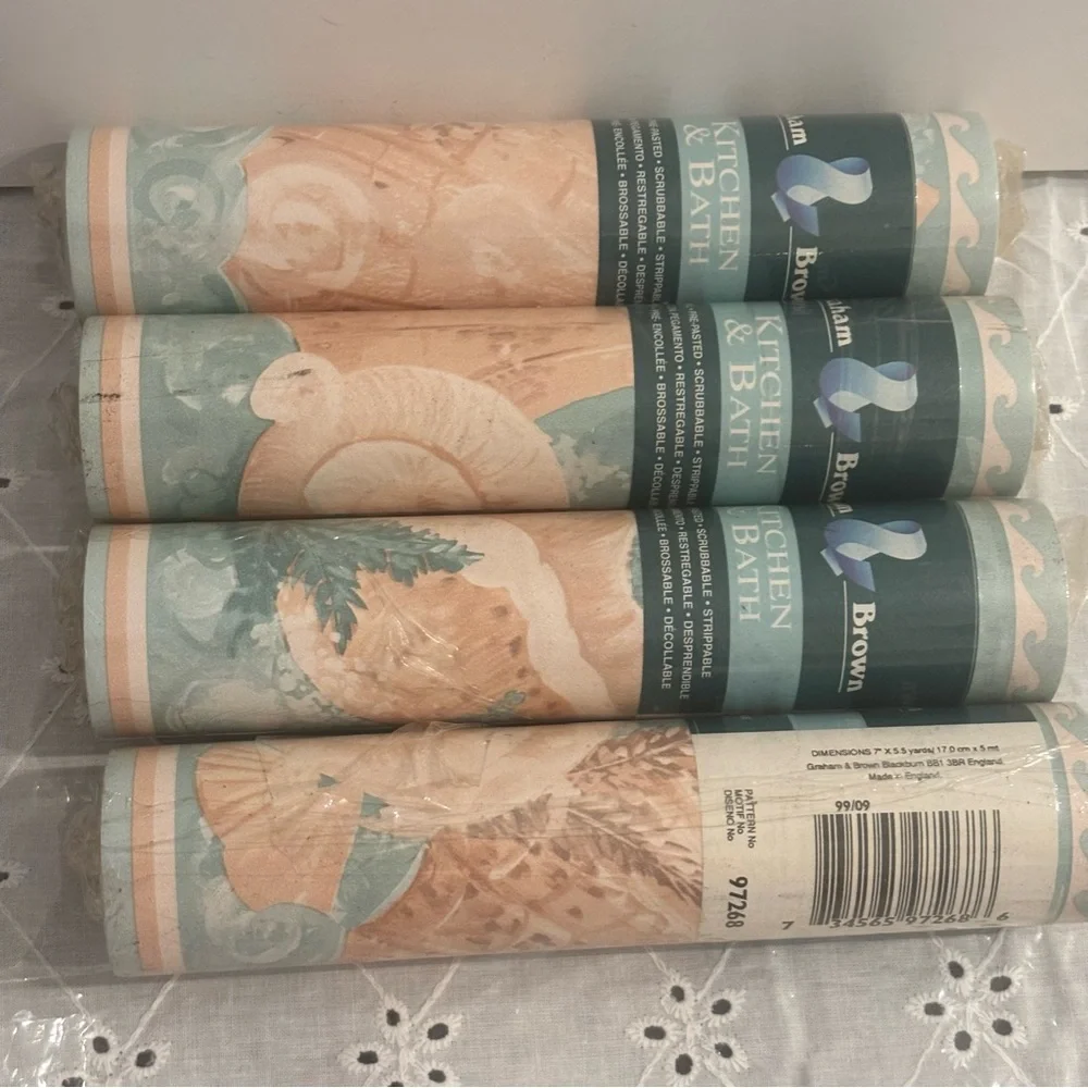 Bundle of 4 Seashell Kitchen and Bath Wallpaper Border